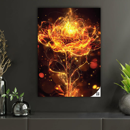 Fiery Lotus Blossom | Interactive AR Art Print