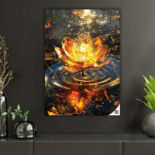 Golden Lotus Serenity | Interactive AR Wall Art