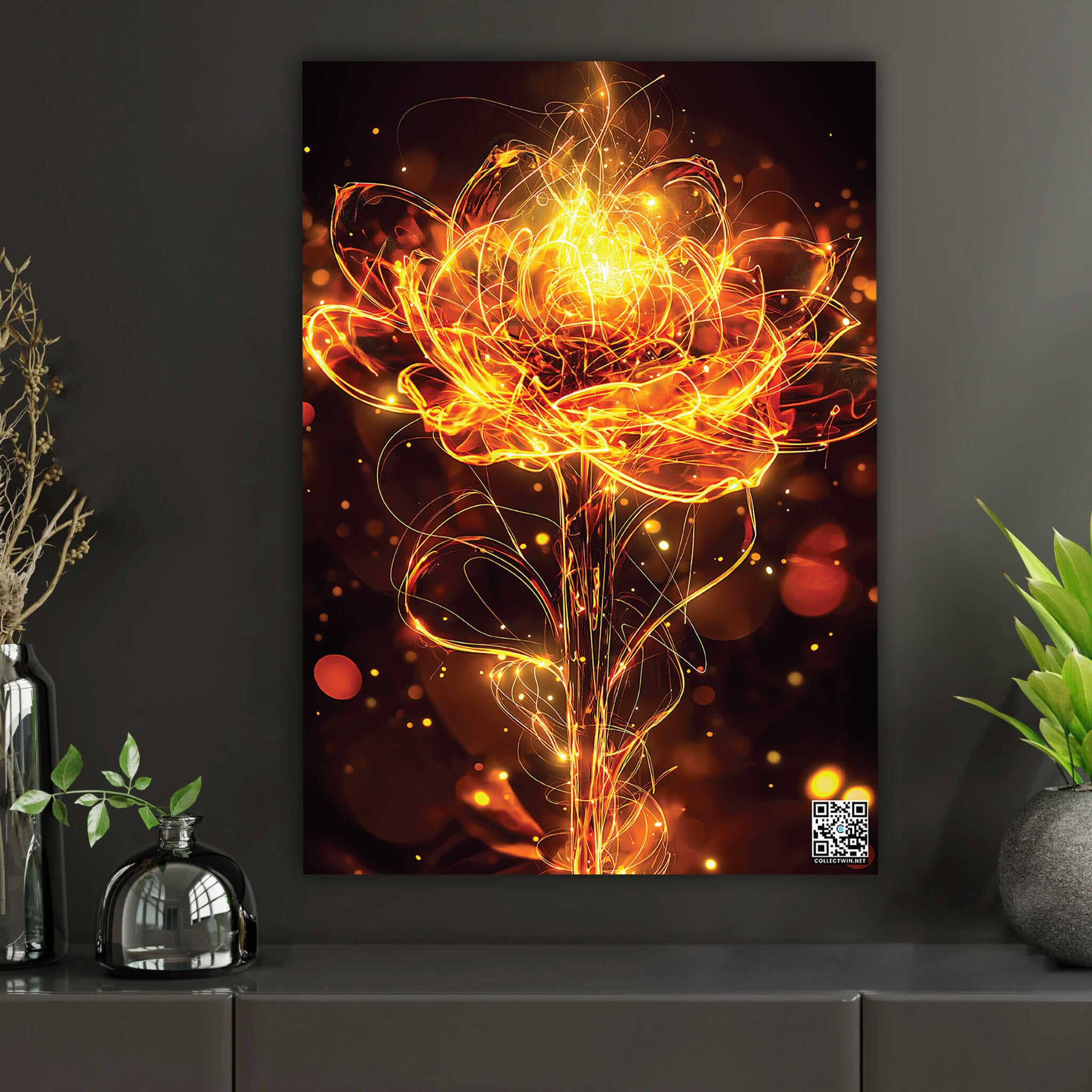 Fiery Lotus Blossom | Interactive AR Art Print